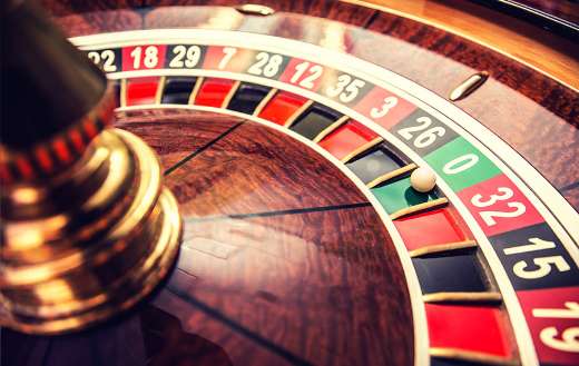 Roulette wheel casino with ball