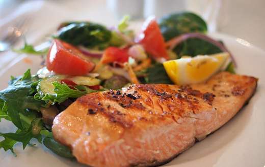 Salmon veggies meal dish