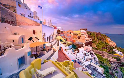 Santorini Greece with tradional famous houses