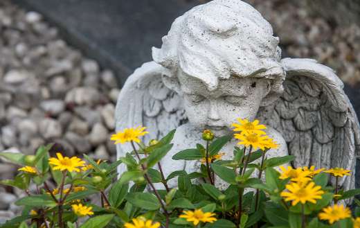 Flowers and angel figure