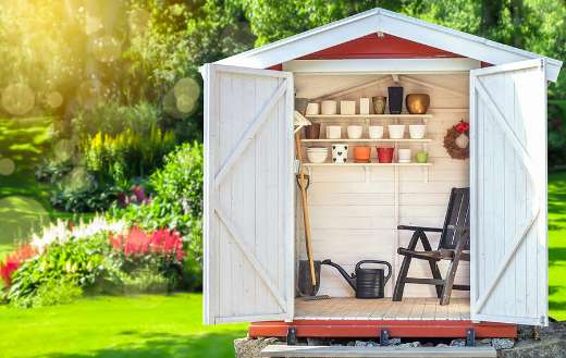 Garden shed tools garden background