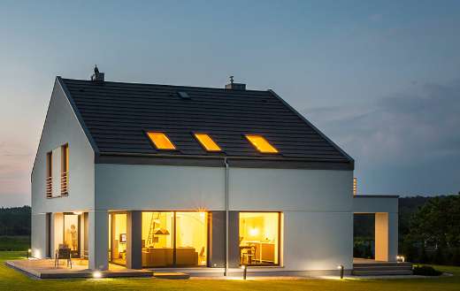 Photo of modern house with light night
