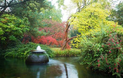 Interesting waterfall from dark stone Leverkusen Germany