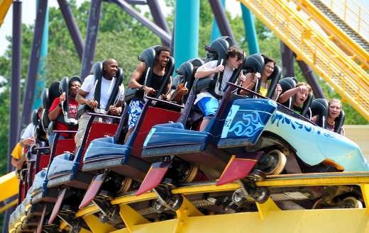 People fun roller coaster ride