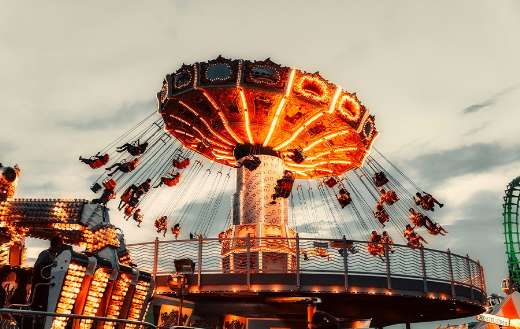 Sunset amusement park rides