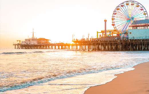 Santa Monica pillar orange sunset California