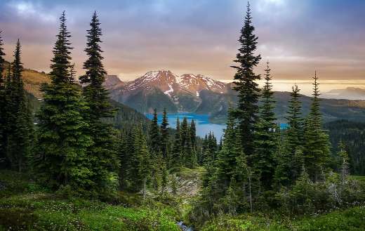 Mountain view lake between Canada
