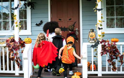 Young kids trick or treat