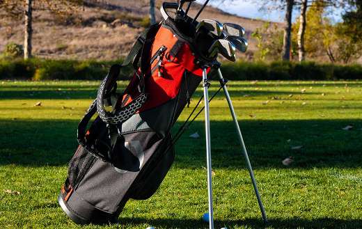 Black red hiking bag golf stuff