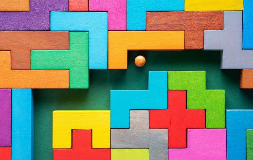 Labyrinth colorful wooden blocks