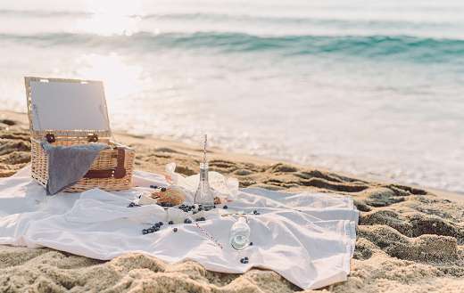 A blanket on brown sand