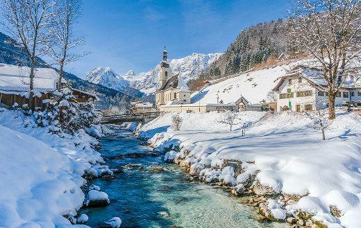 Scenic-winter-landscape-in-Alps-with-church