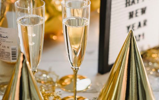 Champagne glasses new year festive