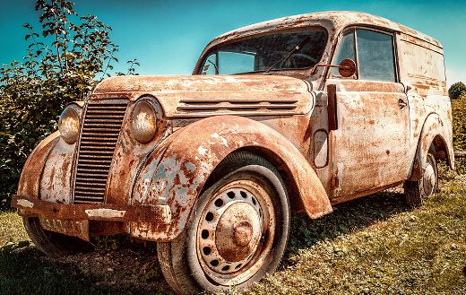 Abandoned rusted renault juvaquatre