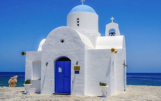 Church beside sea online