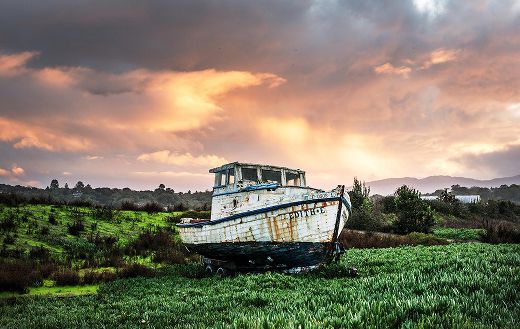 Abandoned fishing boat