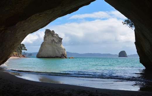 Cathedral cove New Zealand sea