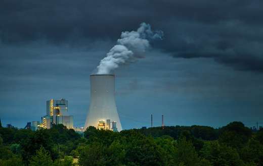 Powerplant clouds dusk factory