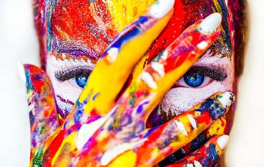 Red yellow white paint abstract