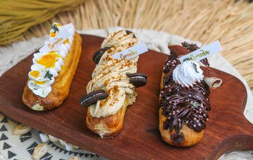 Long breads different toppings