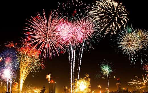 New years eve city fireworks