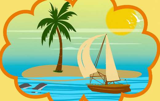 Drawing tropical island