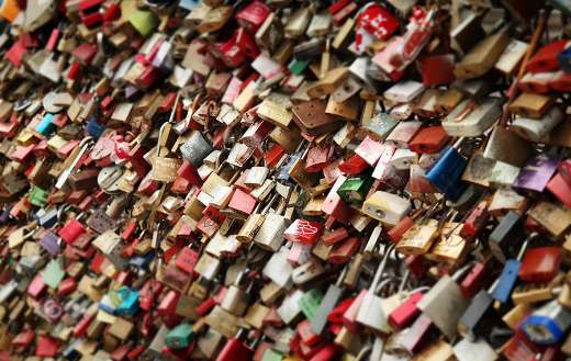 Padlocks locking love sign