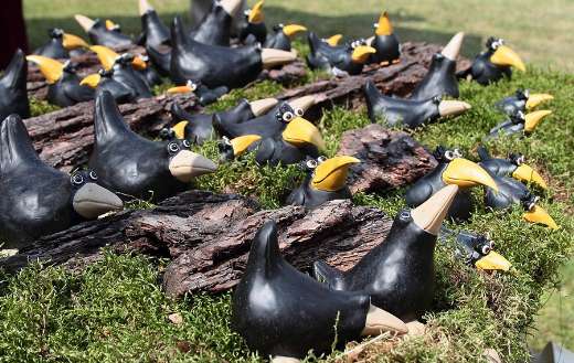 Flock of ceramic birds decoration