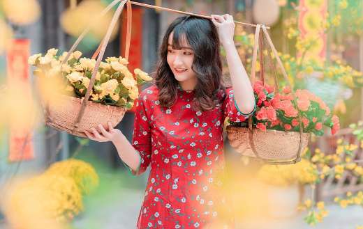 Woman and flowers picture