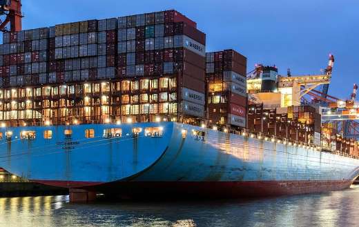 Back side container ship