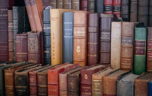 Bookshelf full of old books
