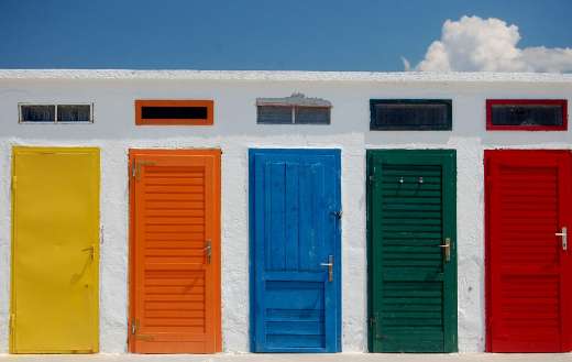 Colorful closed doors