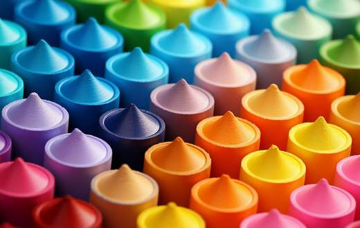 Colorful crayons wax