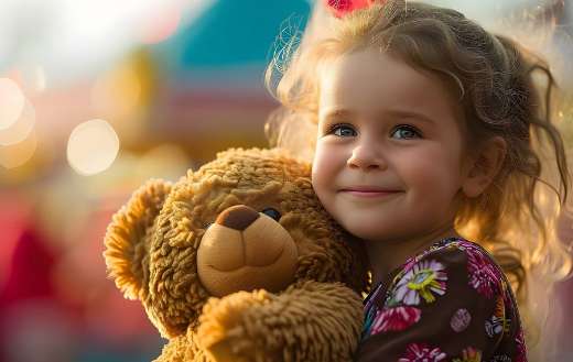 Cute girl with her tidy bear