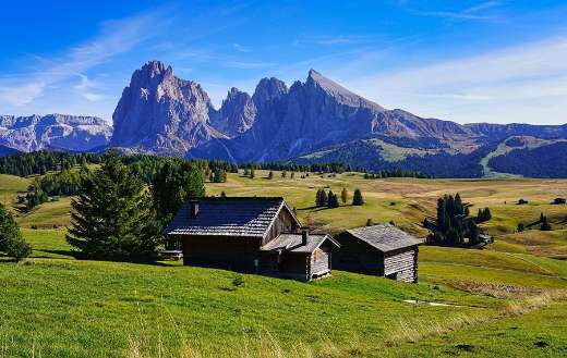 Mountain huts wooden huts