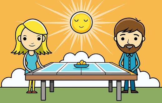 Sunset park couple illustration