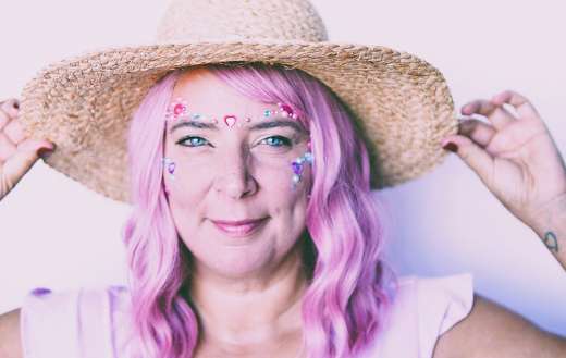 Woman fashion hair color rhinestone face