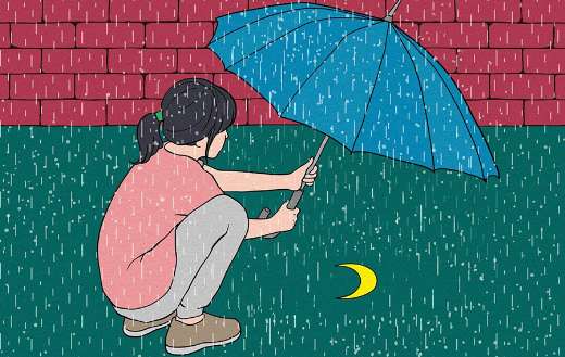 Woman with umbrella drawing