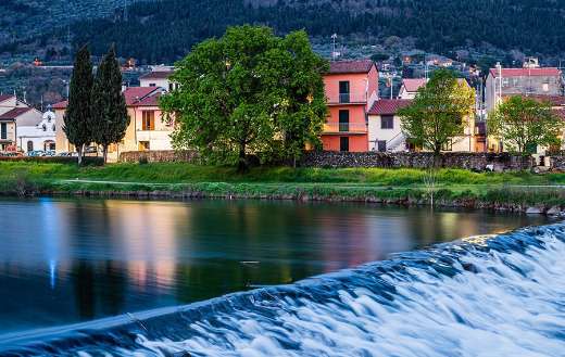 Houses nature flowing water