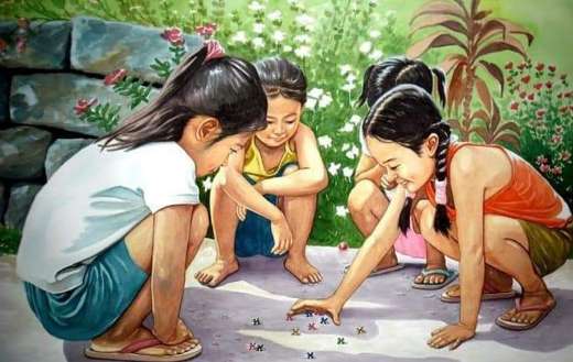 Kids illustration playing happily