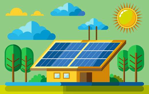 Solar panels renewable energy photovoltaic cells graphic