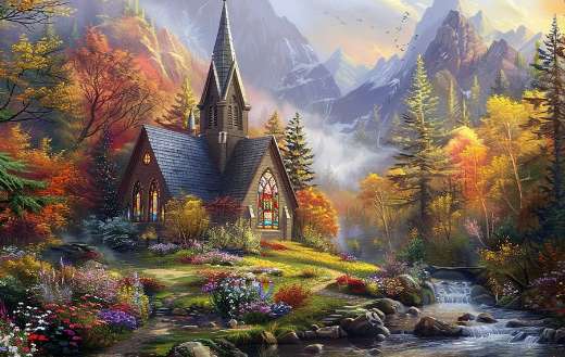 Beautiful colorful nature church