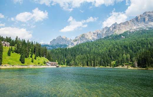 Beautiful lake nature and houses