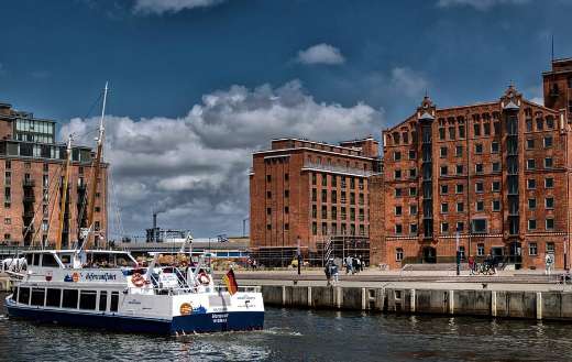 Boat ship and buildings