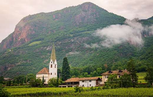 Bolzano Italy mountain landscape houses church