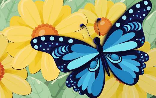 Butterfly flowers cartoon