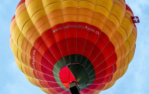 Colorful hot air balloon ride transport