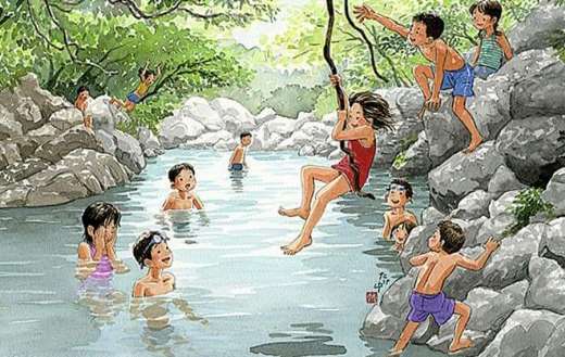 Group of kids swimming