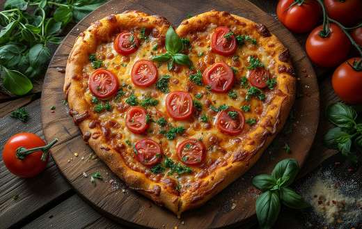 Heart shape pizza tomatoes