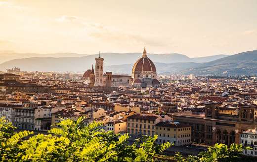 Church surrounded by buildings